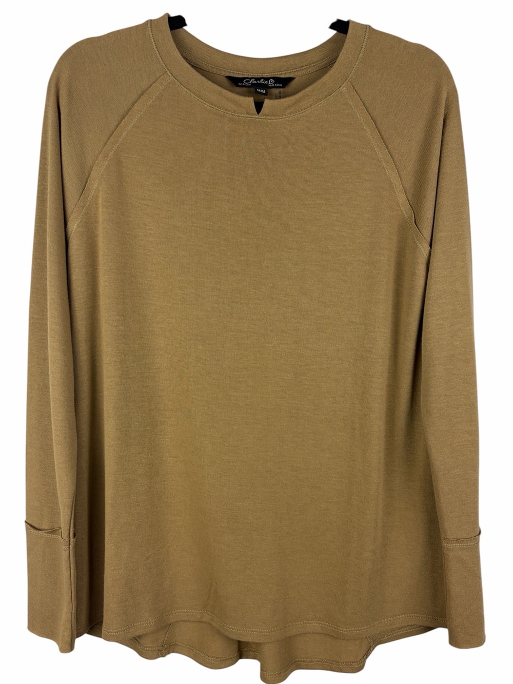Charlie B Camel Brown Raglan Sleeve Tunic Top Medium Lagenlook